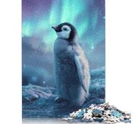 Penguin Chick Under Aurora Borealis Puzzle 500 Piece Adult Jigsaw Puzzle Puzzles for Teenagers Gifts Jigsaw Puzzles for Adults Educational Game Challenge Toy 500pcs (52x38cm)