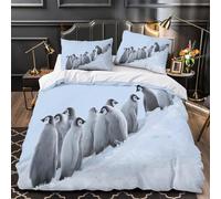 Penguin Chicks Quilt Cover 3D Design Printed Super Soft 3 Pcs Bedding Set Zipper Antarctic Wildlife Scene Duvet Cover Ultra Soft Durable for Kids Adults Women Teens Youth Boys Double（200x200cm）