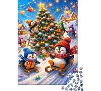 Penguin Christmas 1000 Pieces Mini Jigsaw Puzzle for Adults | 38x26cm Cardboard Home Decor Premium Craftsmanship Birthday Gift Mind Relaxation