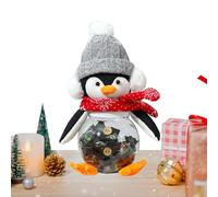Penguin Christmas Cookie Jar - Penguin Home Decor Treat Jar - Cute Canister for Snacks Dried Fruits Candies Collectors Seasonal Decorators Homeowners Party Planners Bakeries Offices Christmas