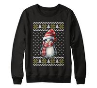 Penguin Christmas Jumper Cute Sweatshirt Xmas Festive Unisex Animal Sweater, XL, Black