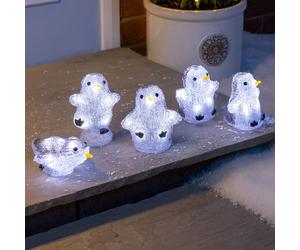Penguin Christmas Lights Indoor Outdoor Xmas Decorations LED Battery Powered x 5