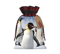 Penguin Christmas New Year Candy Gift Bags M Size Drawstring Bags for Kids Xmas Holiday Xmas Eve Presents