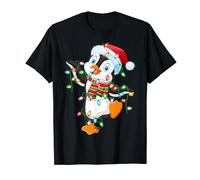 Penguin Christmas Shirt for Boys Girls Kids Xmas Lights T-Shirt