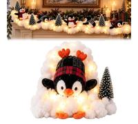 Penguin Christmas Stair Garland, Snow Banister Decor, Festive Home Decor，D | Cute penguin and snowy Christmas design adds a warm festive touch to stair banisters, railings and indoor holiday décor.