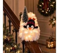 Penguin Christmas Stair Snow Decor, Led Staircase Banister Decoration,Lighted Christmas Railing Figurine, Penguin Holiday Decoration for Railing Hallway Decorations，*B