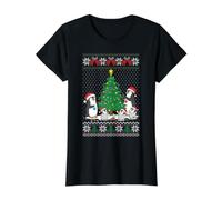Penguin Christmas Ugly Sweater, Penguin Chick Nestling Value Graphic T-Shirt, Women, Black, M