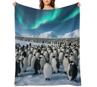 Penguin Colony Blanket Lightweight Throw Blanket Soft Cozy Flannel Blankets Travel Bed Blanket for Couch,Sofa,Bed,Chair,Camping, Picnic Warm and Cozy for All Seasons 60"x80"