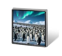 Penguin Colony Lapel Pin Square Metal Brooch Pin with Secure Pin Back Fashion Button Badge for Clothing, Hats, Bags Decoration