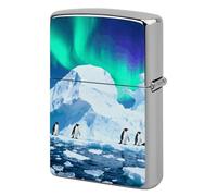 Penguin Colony Lighter Case Metal Double-Sided Lighter Cover Pocket Lighters Sleeve Windproof Lighters Accessories for Men Women
