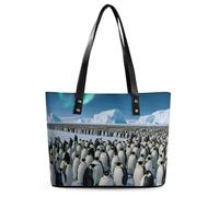 Penguin Colony Tote Bag for Women Top Handle Purses Leather Handbags Casual Work Tote Travel Shoulder Bag