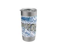 Penguin Colony Walking Ice Antarctic Wildlife Scene Stainless Steel Insulated Tumbler