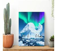 Penguin Colony Wall Art for Living Room Modern Canvas Framed Prints Paintings Artwork for Walls, Minimalist Abstract Art Pictures for Hallway, Office Wall Decor 12x16inch(30x40cm)