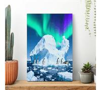 Penguin Colony Wall Art for Living Room Modern Canvas Framed Prints Paintings Artwork for Walls, Minimalist Abstract Art Pictures for Hallway, Office Wall Decor 12x18inch(30x45cm)