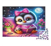 Penguin Colourful Penguin with Pink Bow 1000 Pcs Jigsaws for Adults The Impossible Challenge Brain Development 38x26cm/1000pcs