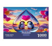 Penguin Colourful Penguins in Cosmic Heart 1000 Pcs Jigsaws for Adults The Impossible Challenge Brain Development 52x38cm/1000pcs