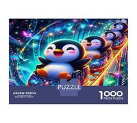 Penguin Colourful Penguins on Cosmic Ride 1000 Pcs Jigsaws for Adults The Impossible Challenge Brain Development 38x26cm/1000pcs
