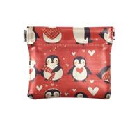 Penguin Country Style Valentine Cartoon Women's Small Leather Coin Purse Wallet Fancy Jewelry Organizer for Woman, penguin Country style Valentine Cartoon, One Size, Print Art