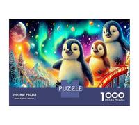 Penguin Couple 1000 Pieces Jigsaw Puzzle for Couples, Loving Penguin Pair Educational Puzzle Game for Adults And Kids Age 12 Years + 70x50cm/1000pcs