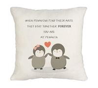 Penguin Couple Decorative Throw Pillow Cover Romantic Valentine's Day Cushion Covers Case Gift Lover Penguin Home Decoration 45X45cm Gift Birthday Anniversary