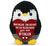 Penguin Crochet, Positive Animals Penguin Handmade, Inspirational Doll for Women, Penguins Plush Toy for Emotional Support, Motivational for Women, Crochet Love Penguin