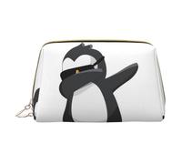 Penguin Dabbing Leather Handheld Zipper Makeup Bag Organizer Wallet Large Capacity Travel Makeup Bag Toiletries