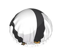 penguin dabbing Print Shower Cap – Reusable Hair Cap with Double Layer Protection, Breathable & Durable Bath Hat for Travel
