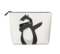 penguin dabbing Versatile Toiletry Organizer - Fake Hemp Makeup Bag – Reusable Cosmetic Bag with Zipper Pouch, Black, One Size