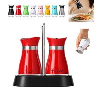 Penguin Design Salt and Pepper Shaker Set with Holder，B | Stainless Steel Salt and Pepper Sets with Glass Bottom, Refillable Seasoning Container for Kitchen, Table, BBQ and Camping