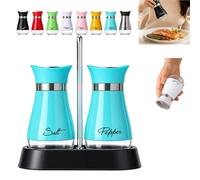 Penguin Design Salt and Pepper Shaker Set with Holder，F | Stainless Steel Salt and Pepper Sets with Glass Bottom, Refillable Seasoning Container for Kitchen, Table, BBQ and Camping