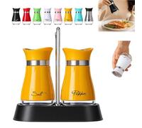 Penguin Design Salt and Pepper Shaker Set with Holder，I | Stainless Steel Salt and Pepper Sets with Glass Bottom, Refillable Seasoning Container for Kitchen, Table, BBQ and Camping