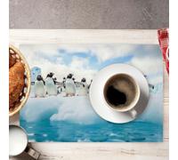 penguin Dining Placemats 12" x 18" Set of 6 Cotton Linen Kitchen Dinner Table Mat for Home Kitchen Cafe Restaurant