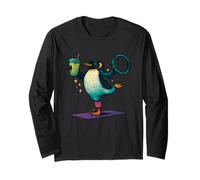 Penguin Doing Yoga Pilates with Smoothie Long Sleeve T-Shirt