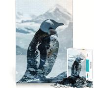 Penguin Double Exposure 1000 Piece Jigsaw Puzzles for Adults Jigsaw Fine Logic Toy Quiet Fun Neat Edge Memorable Gift (50x75cm)