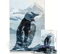Penguin Double Exposure 1000 Piece Jigsaw Puzzles for Adults Jigsaw Fine Logic Toy Quiet Fun Neat Edge Memorable Gift (50x75cm)