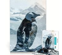 Penguin Double Exposure 1000 Piece Jigsaw Puzzles for Adults Memory Gain Peaceful Time Design Assembly Premium Gift (38x52cm)