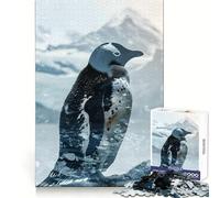 Penguin Double Exposure 1000 Piece Jigsaw Puzzles for Teenagers Memory Gain Stress Free Design Assembly Heartfelt Gift (38x26cm)
