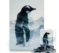 Penguin Double Exposure Adult Jigsaw Puzzles1000 Pieces Mind Exercise Toy Tension Relief Design Assembly Lovely Present (50x75cm)