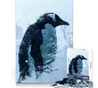 Penguin Double Exposure Jigsaw for Teenagers 1000 Pieces Memory Boost Relaxing Fun Pattern Assembly (38x52cm)