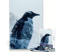 Penguin Double Exposure Jigsaw Puzzles 1000 Piece for Teenagers Strengthen Memory Home Leisure Clean Edge Cherished Gift (38x26cm)