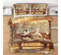 Penguin Duck Duvet Cover Set Cot Bed for Kids Boys Girls, Cartoon Animal Bedding Set Junior 120x150 cm, Breathable Hypoallergenic Soft Reversible Toddler Duvet with 1 Pillowcase