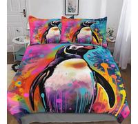Penguin Duvet Cover Set Microfibre Soft Quilt Covers 2 Pieces Hotel Quality Bedding Comforter Cover with Pillowcase For Boys, Girls And Teenagers Single (135x200cm)