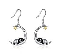 Penguin Earrings for Women 925 Sterling Silver Penguin Moon Earrings Penguins Jewellery Gifts for Women
