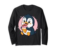 Penguin Eating Ice Cream Graphic Boys Girls Penguin Lover Long Sleeve T-Shirt