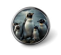 Penguin Family Button Pin Round Alloy Lapel Pins Badges Novelty Funny Enamel Pins Button Lapel Personalized Pinback Button Badges Cute Brooche Pin for Backpacks Jackets Bags