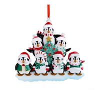 Penguin Family Christmas Ornament Resin Glazed Ceramic Look Bauble | Resin Glazed Ceramic Look Bauble Penguin Family Christmas Ornament DIY Personalised Tree Decoration Cute Bird Xmas