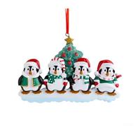 Penguin Family Christmas Ornament Resin Glazed Ceramic Look Bauble | Resin Glazed Ceramic Look Bauble Penguin Family Christmas Ornament DIY Personalised Tree Decoration Cute Bird Xmas