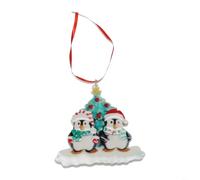Penguin Family Christmas Ornament Resin Glazed Ceramic Look Bauble | Resin Glazed Ceramic Look Bauble Penguin Family Christmas Ornament DIY Personalised Tree Decoration Cute Bird Xmas
