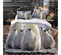 Penguin Family Comforter Cover 3D Design Printed Durable 3 Pcs Bedding Set Zipper Antarctic Wildlife Scene Quilt Cover Luxury Breathable for Kids Girls Boys Adults Women Teens Double（200x200cm）