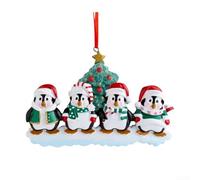 Penguin Family Resin Ornaments for Christmas Tree Decoration with Glossy Finish, DIY Customizable Set Available for Xmas Sizes 2 to 7 (family of 4)